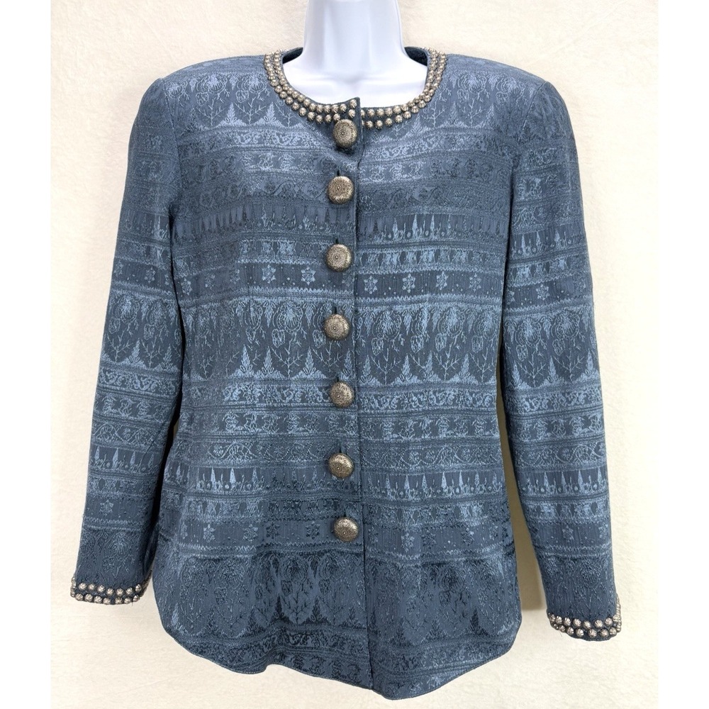 Double D‎ Ranch Wear Studded Blue Silver Women's Jacket Size Small